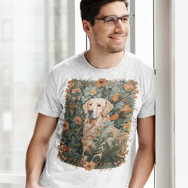 Camiseta Golden Retriever al estilo de William Morris