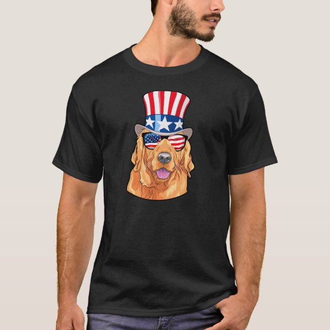 Camiseta Golden retriever América 4ta de la bandera de (Anverso)