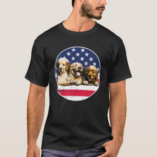 Camiseta Golden Retriever Bandera Estadounidense 4 De Julio