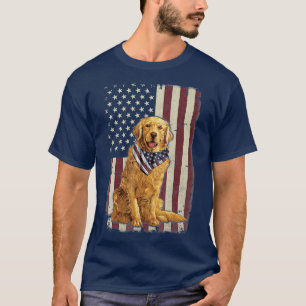 Camiseta Golden Retriever Bandera Estadounidense Bandana 4 