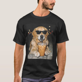 Camiseta Golden Retriever bebiendo café helado Perro divert