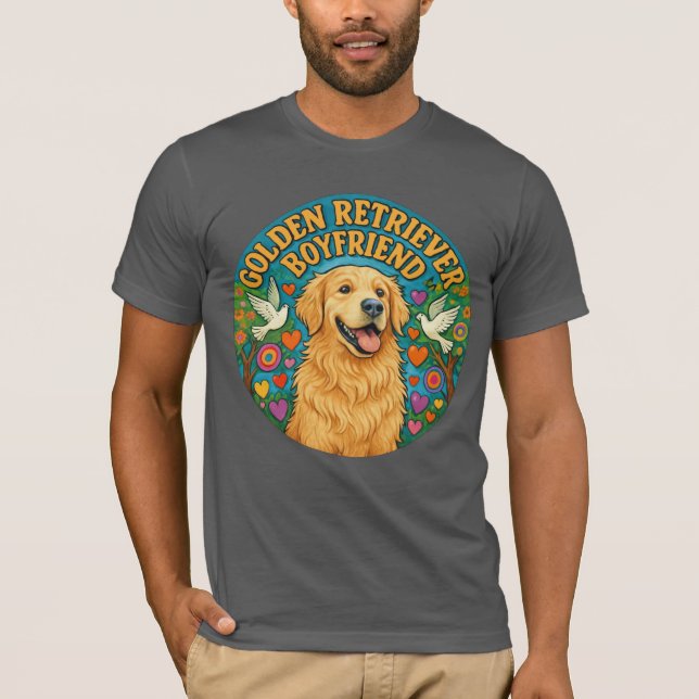 Camiseta Golden Retriever Boyfriend Funny Retro Dog Lover (Anverso)