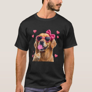 Camiseta Golden Retriever Bubble Gum Coquette Bow Cute Dog