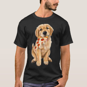 Camiseta Golden Retriever comiendo un cachorro de pizza con