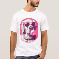 Golden Retriever con gafas de sol chicle rosa