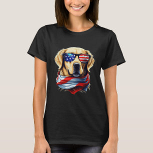 Camiseta Golden Retriever Con Gafas De Sol USA Y Americana