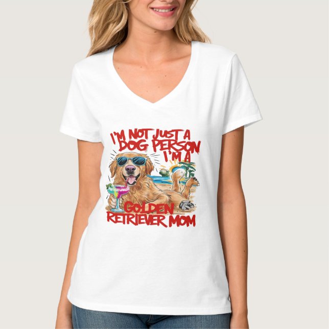 Camiseta Golden Retriever con gafas de sol y bebida (Anverso)