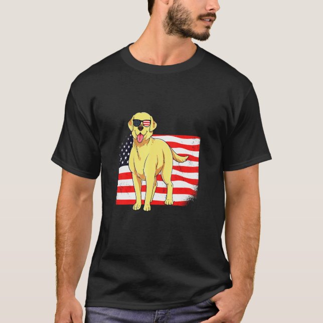 Camiseta Golden Retriever Dad Mom American Flag 4 De Julio (Anverso)