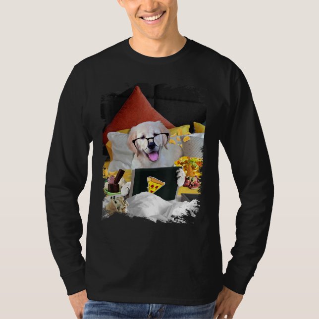 Camiseta Golden Retriever Dog Bed Laptop Ice Cream Nachos G (Anverso)