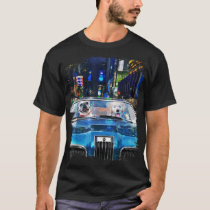 Camiseta Golden Retriever Dog Driving Car, Night Cruise Cit