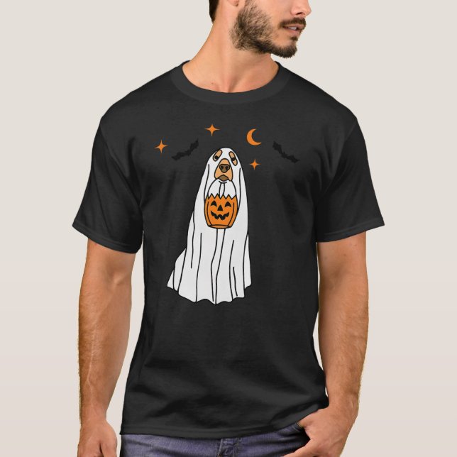 Camiseta Golden Retriever Dog Ghost and Pumpkin Halloween F (Anverso)