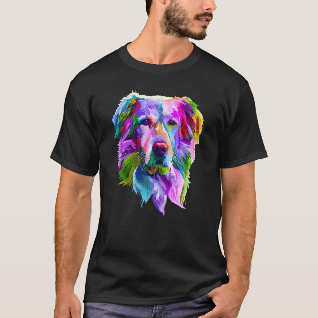 Camiseta Golden Retriever Dog Golden On Pop Style Cute Ide (Anverso)