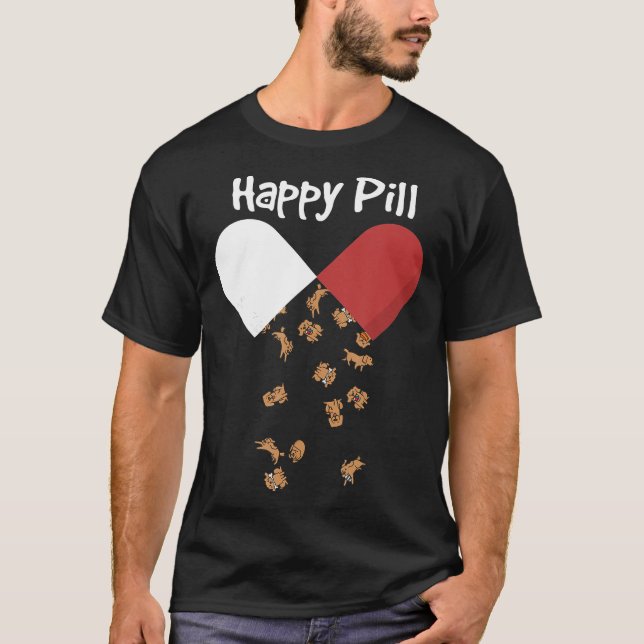 Camiseta Golden Retriever Dog Happy Pill Golden Mom Dad (Anverso)