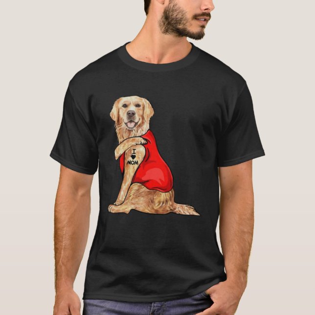Camiseta golden retriever dog I love mum tattoo (Anverso)