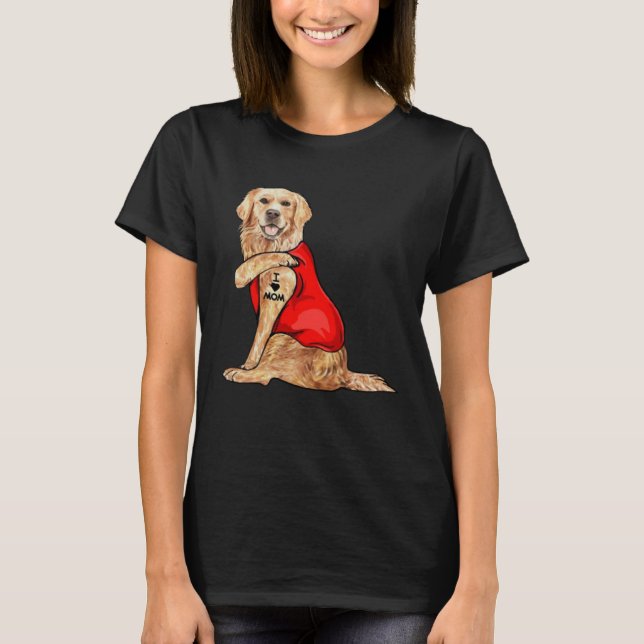 Camiseta golden retriever dog I love mum tattoo (Anverso)