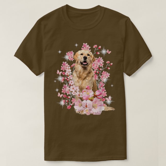 Camiseta Golden Retriever Dog Japanese Cherry Blossom Sakur (Diseño del anverso)