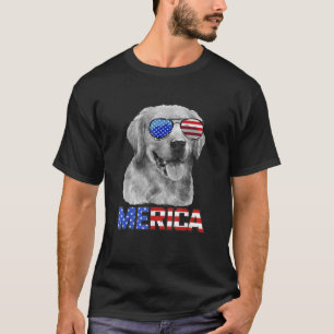 Camiseta Golden Retriever Dog Merica 4 de Julio Ame Patriót