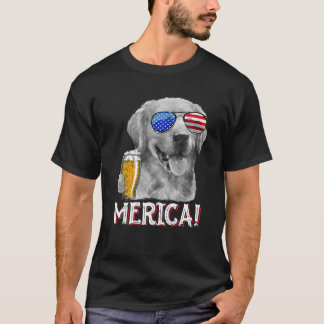 Camiseta Golden Retriever Dog Merica 4 de Julio Ame Patriót