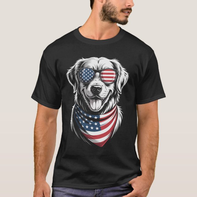 Camiseta Golden Retriever Dog Patriotic 4 De Julio En Améri (Anverso)
