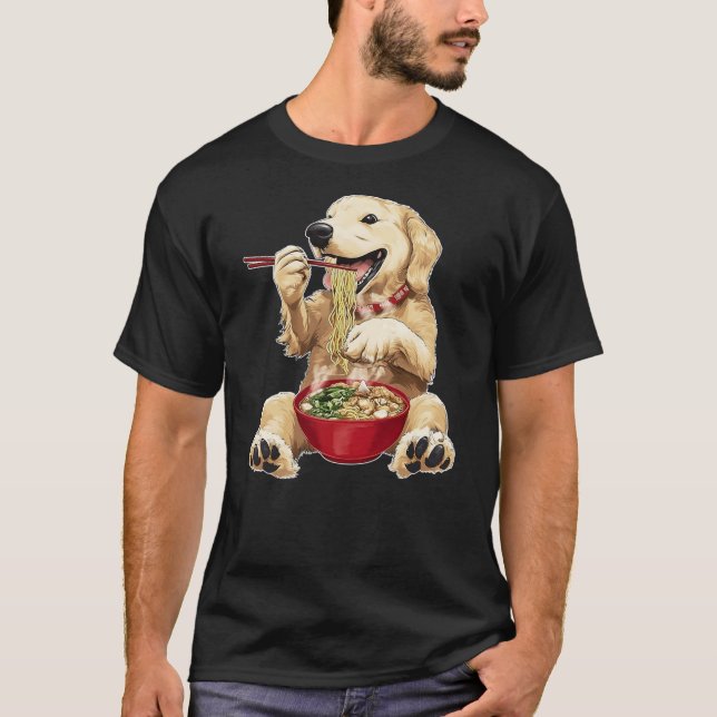 Camiseta Golden Retriever Dog Ramen Japanese Noodles (Anverso)