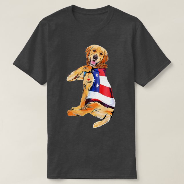 Camiseta Golden Retriever Dog Tattoo I Love Dad (Diseño del anverso)