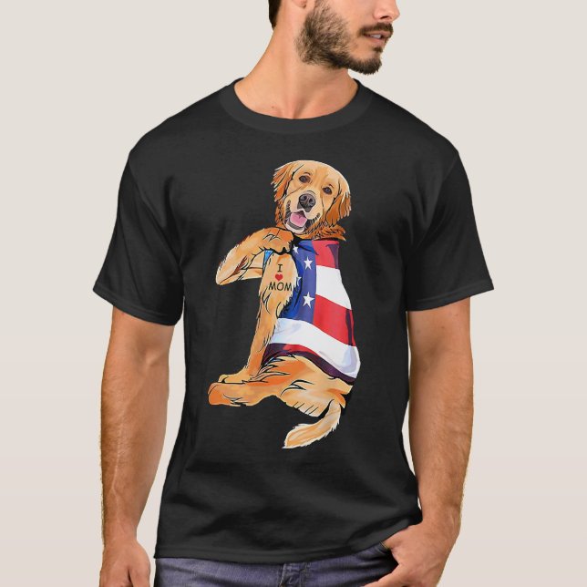 Camiseta Golden Retriever Dog Tattoo I Love Mom (Anverso)