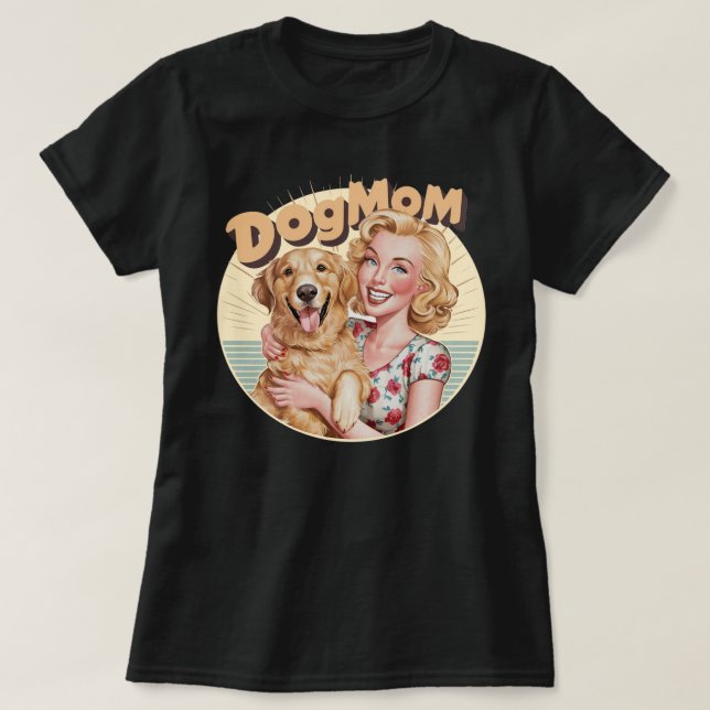 Camiseta Golden Retriever Dogmom retro (Diseño del anverso)
