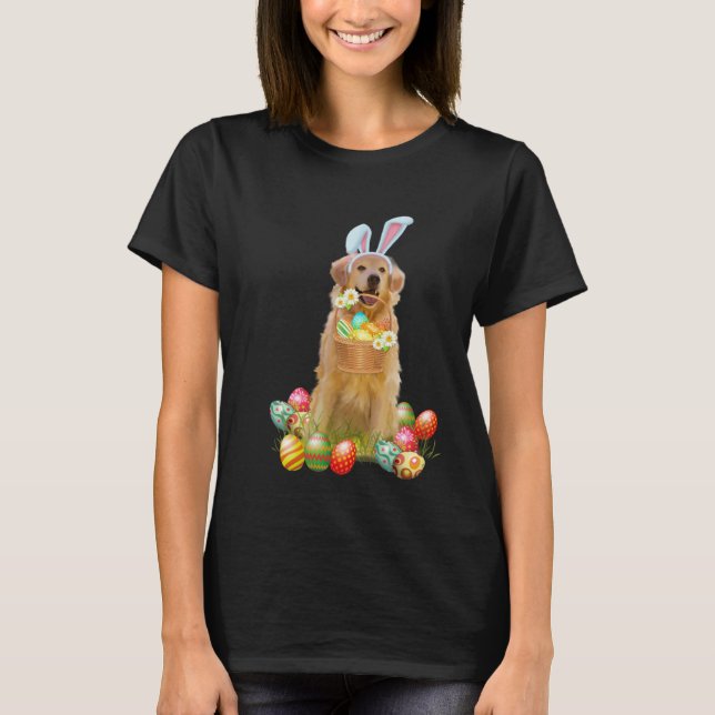 Camiseta Golden Retriever Easter Day Bunny Eggs Easter Cost (Anverso)
