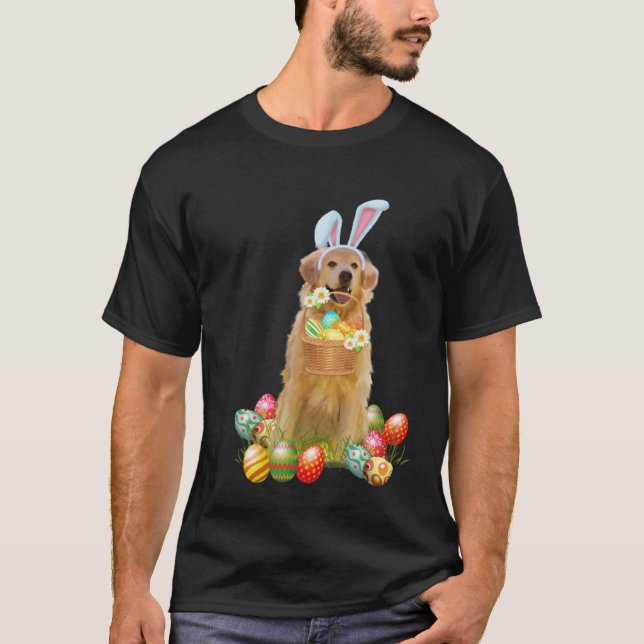 Camiseta Golden Retriever Easter Day Bunny Eggs Easter Cost (Anverso)