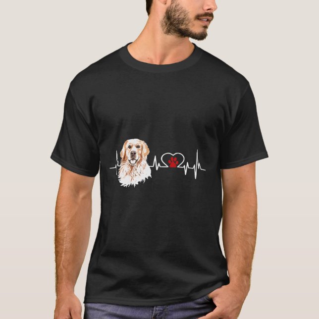 Camiseta Golden Retriever Ekg Heartbeat Line Dog Love (Anverso)