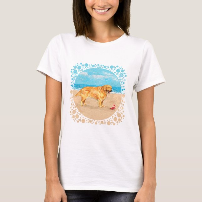 Camiseta Golden Retriever en la Playa (Anverso)