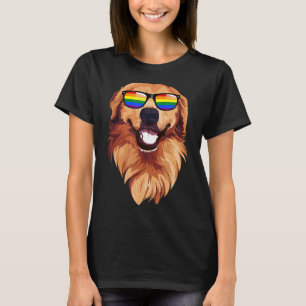 Camiseta Golden Retriever Face Rainbow Sungafas Lgbt Prid