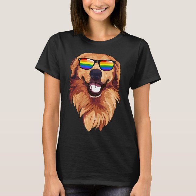 Camiseta Golden Retriever Face Rainbow Sungafas Lgbt Prid (Anverso)