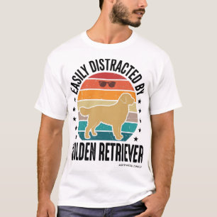 Camiseta Golden Retriever Fácilmente Distraído Perro Vintag