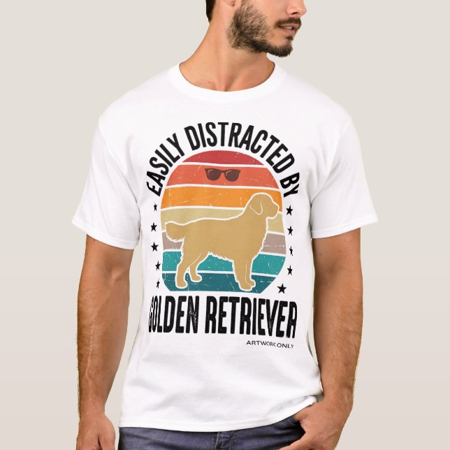 Camiseta Golden Retriever Fácilmente Distraído Perro Vintag (Anverso)