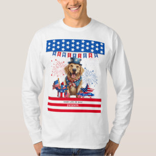 Camiseta Golden Retriever Feliz 4 De Julio De La Independen
