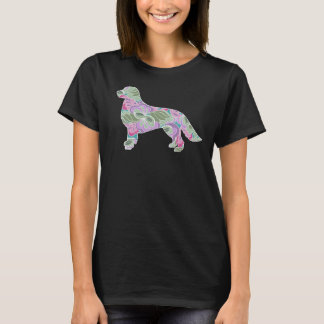 Camiseta Golden retriever floral del modelo del jardín