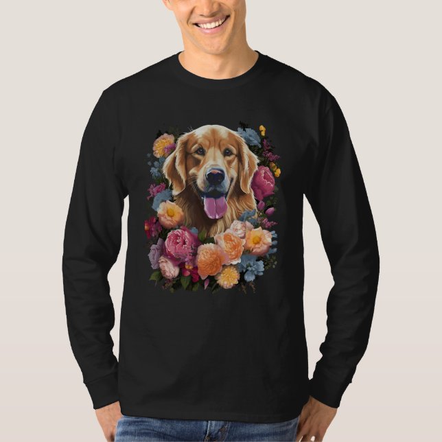 Camiseta Golden Retriever Flower Bouquet (Anverso)