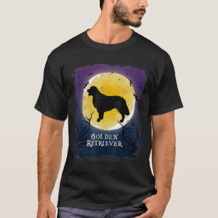 Camiseta Golden Retriever Full Moon Dog Silhouette Retro Ha
