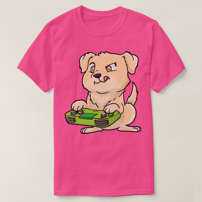 Camiseta Golden Retriever Gamepad Kawaii (Diseño del anverso)