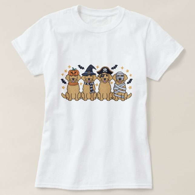 Camiseta Golden Retriever Halloween Embroidery Four Cute (Diseño del anverso)