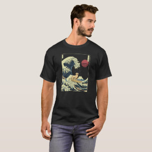 Camiseta Golden Retriever Hokusai Japanese Kanagawa Wave