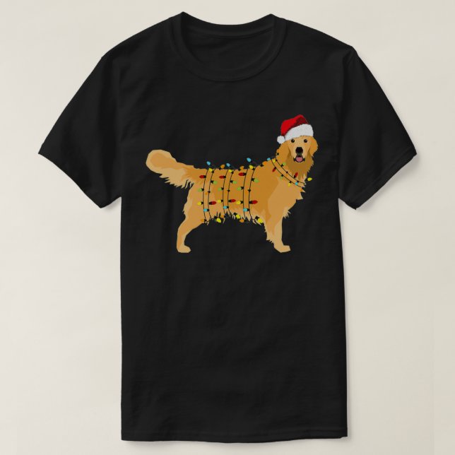 Camiseta Golden Retriever Holiday Christmas Light Gift Hall (Diseño del anverso)