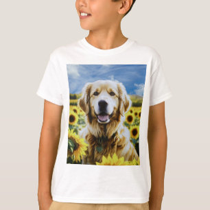 Camiseta Golden Retriever in a Sunflower Field
