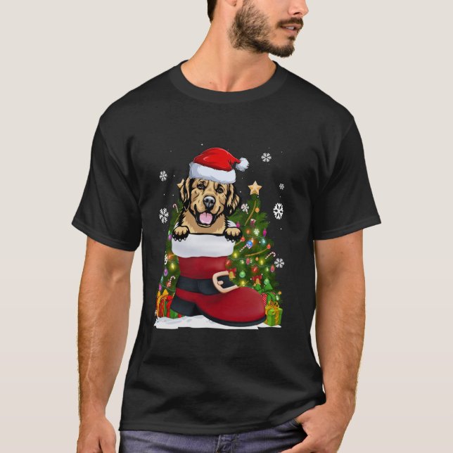 Camiseta Golden Retriever in the Shoe Santa Hat Navidades (Anverso)