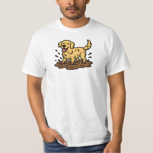 Camiseta Golden Retriever Jugando en el Barro