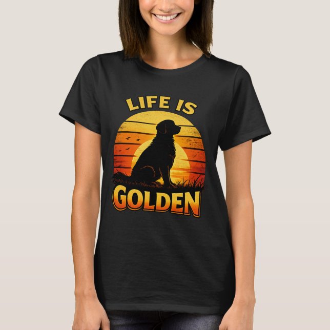 Camiseta Golden retriever life is golden sunset dog shirt (Anverso)