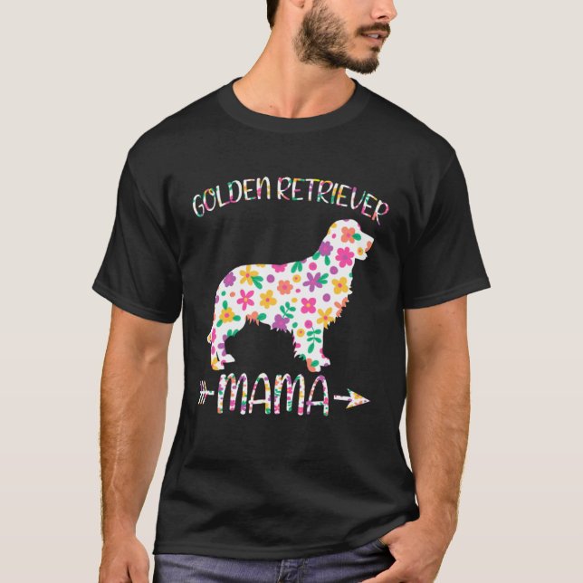Camiseta Golden Retriever Mama Floral Dog Mom Mothers Day (Anverso)