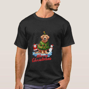 Camiseta Golden Retriever Merry Christmas Tree Lights Dog X