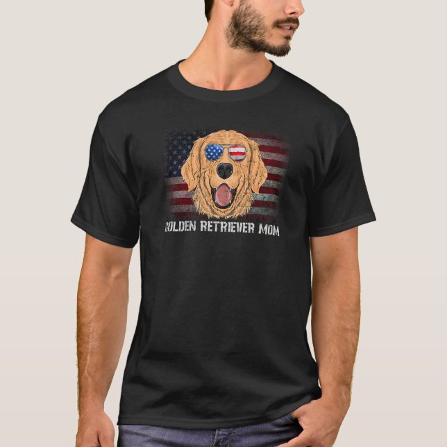 Camiseta Golden Retriever Mom American Dog Us Flag 4 Of J (Anverso)
